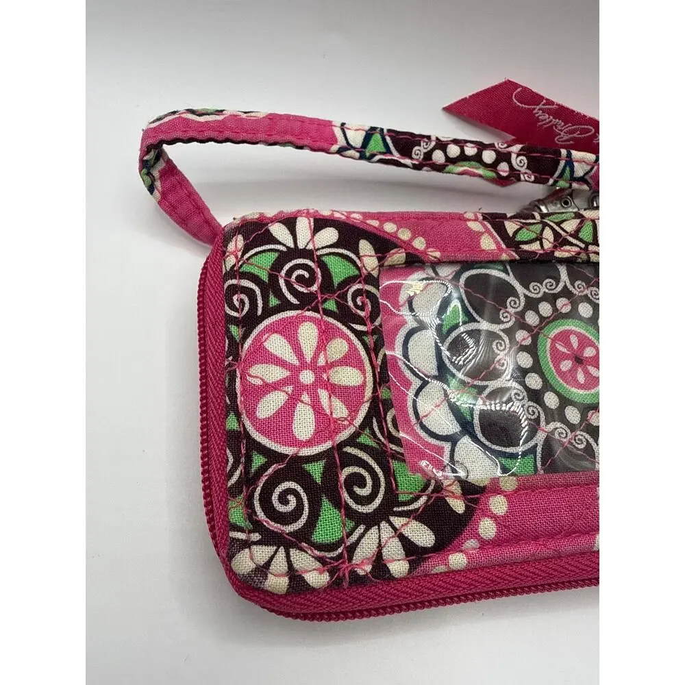 Vera Bradley Cupcakes Pink Zip Around Wristlet Wallet ID Window